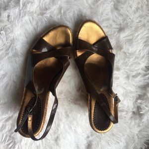 Brown wedge sandals